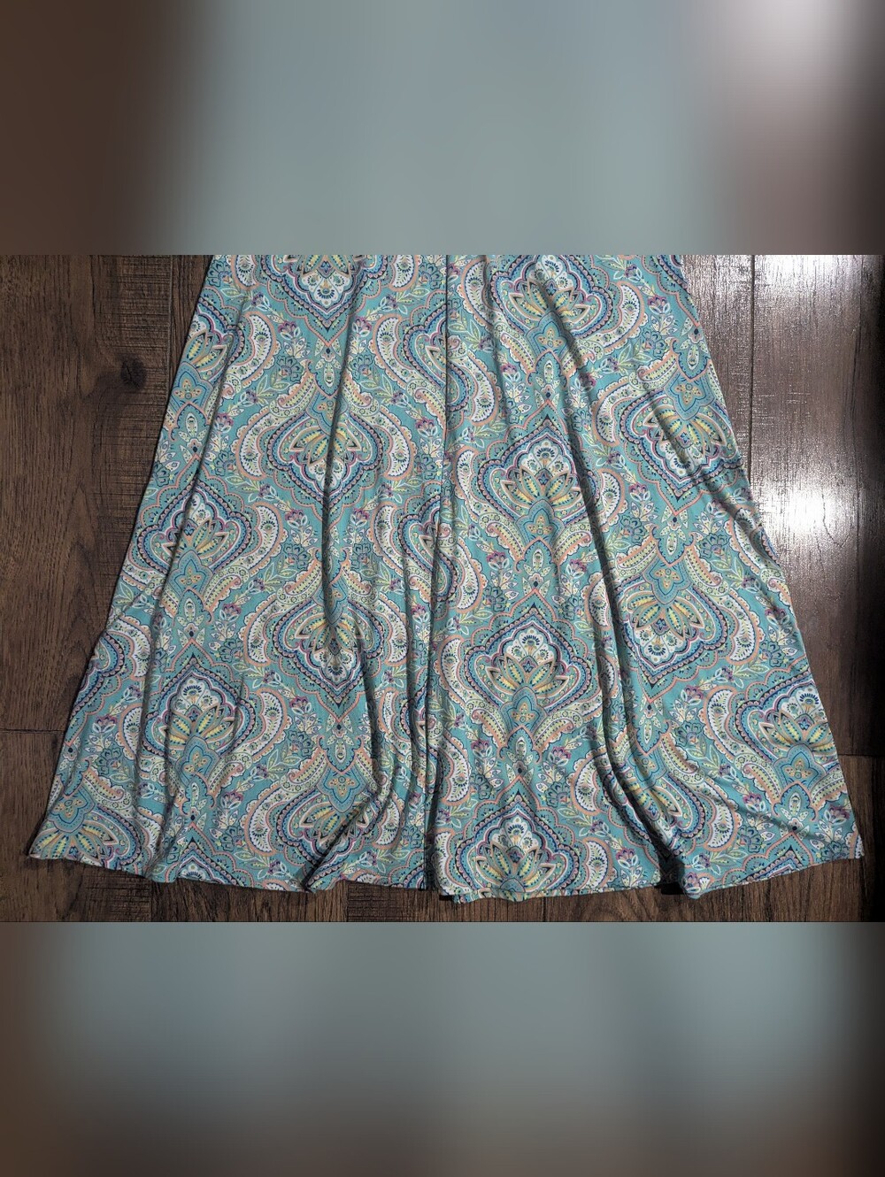 Soft Surroundings Women's Fit & Flare Midi Dress Sea Foam Green w/ Paisley Small - Picture 15 of 16